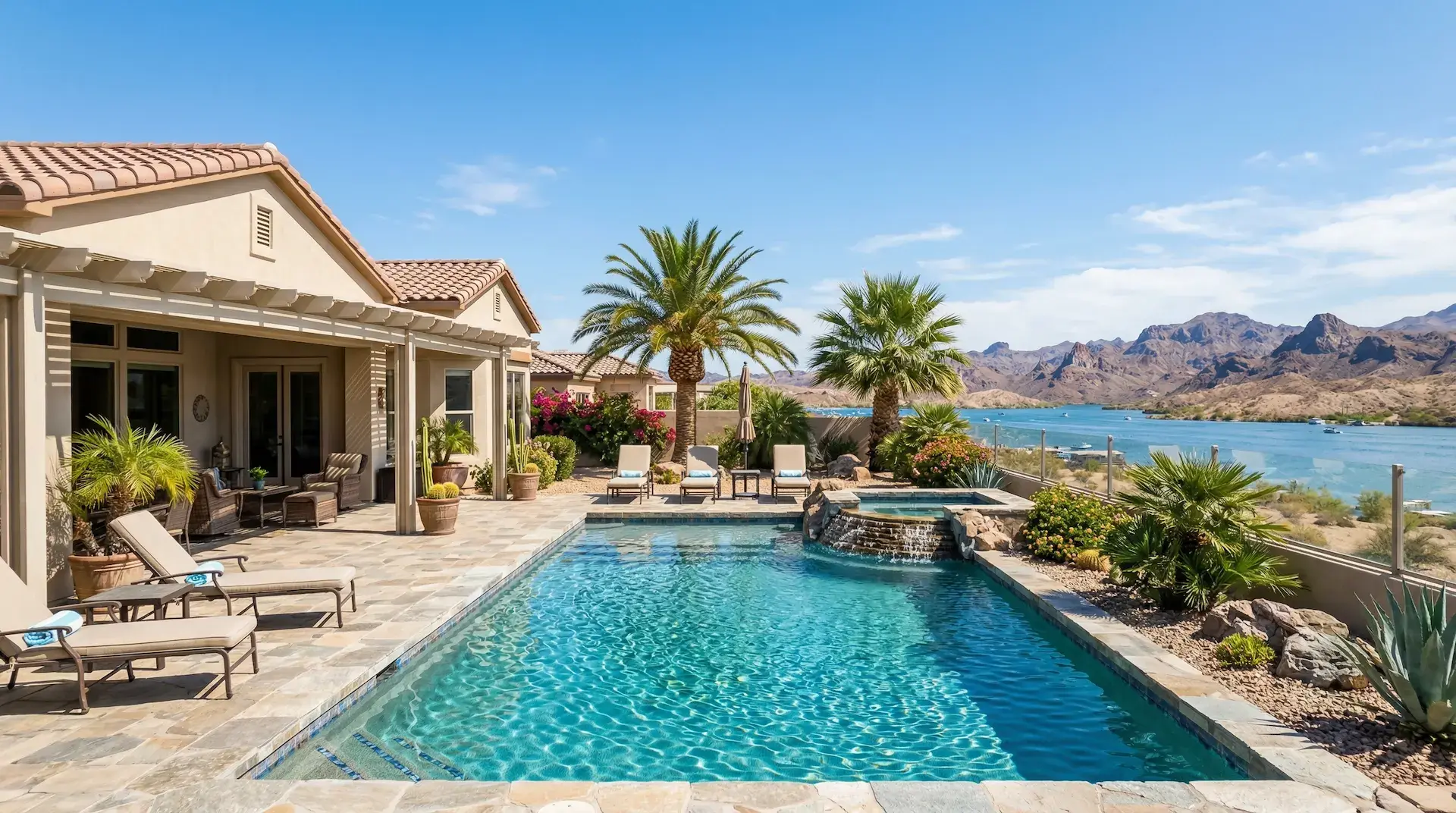 Backyard swimming pool at an Aquatic Services project