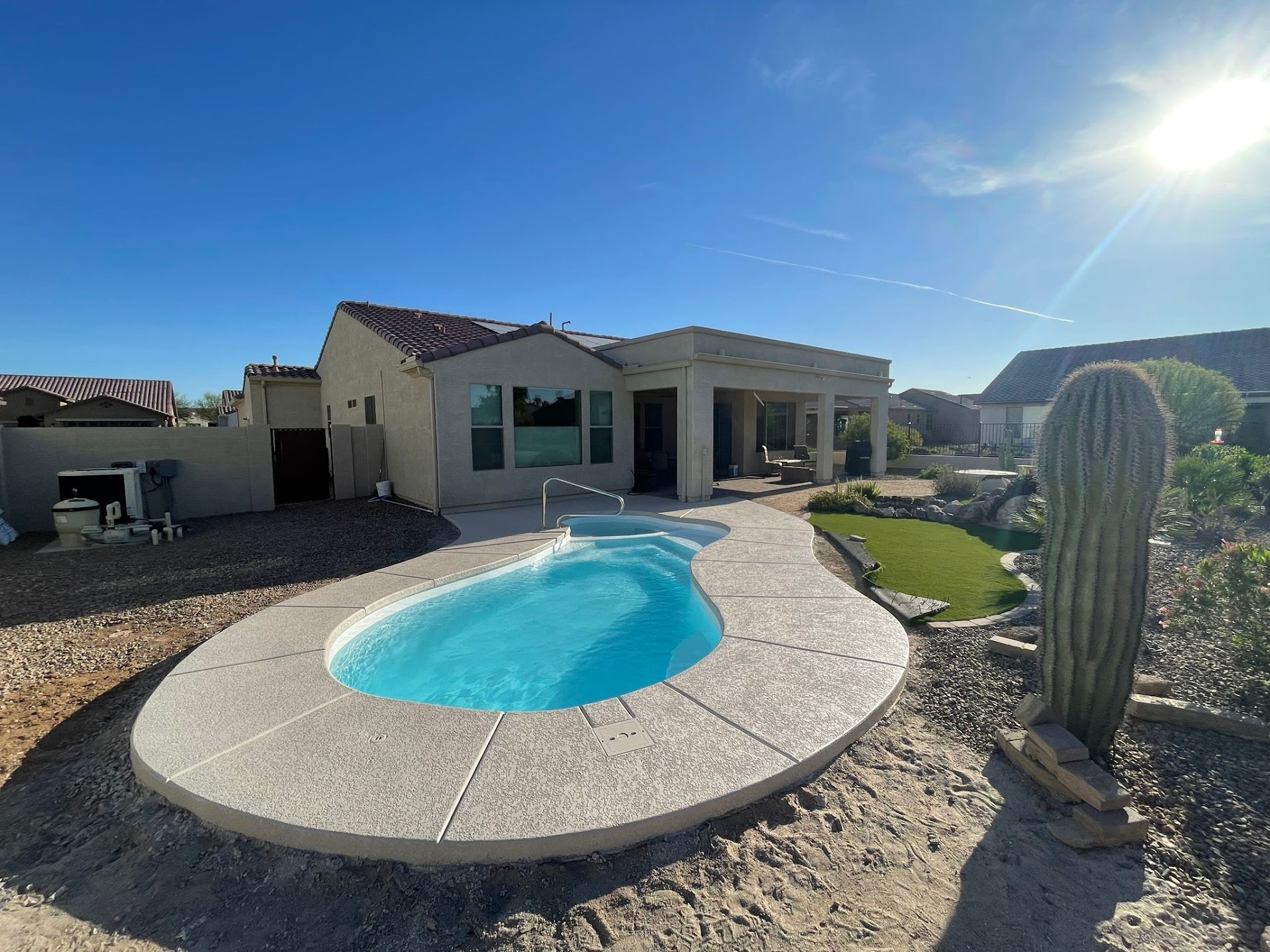Completed pool with clean patio finish