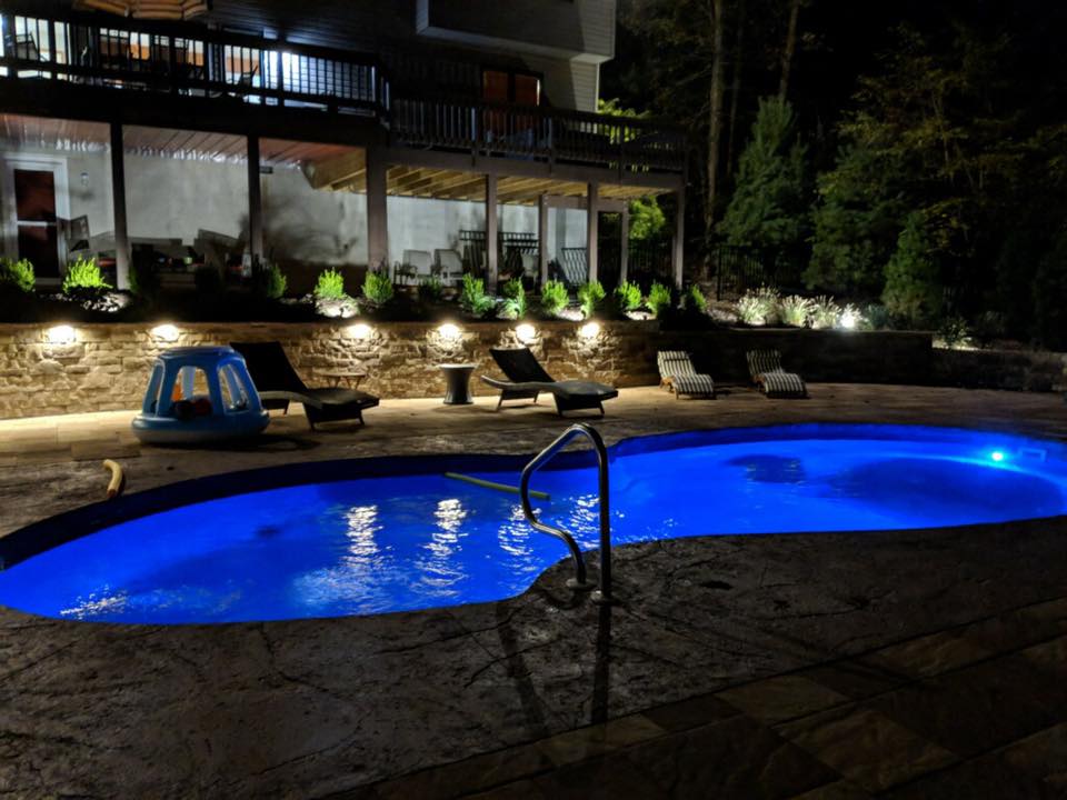 Pool with night lighting